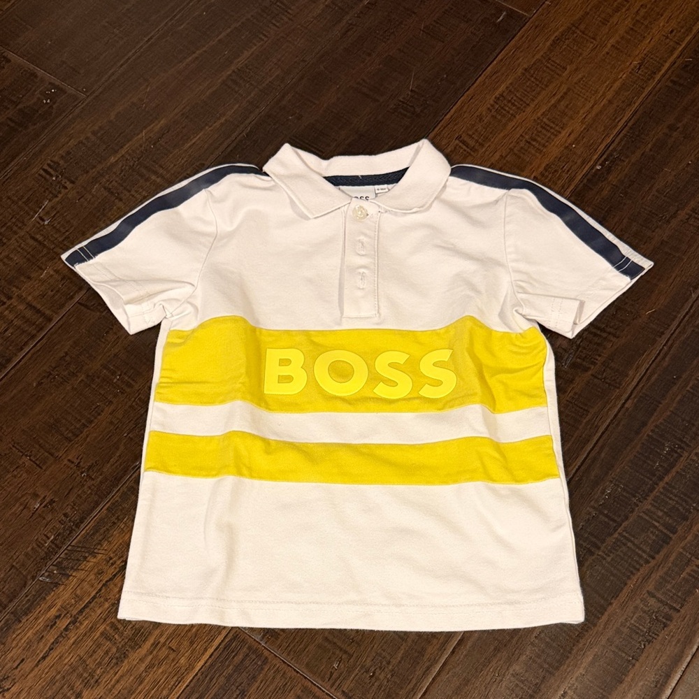 Boss Kids Polo Shirt in White and Yellow